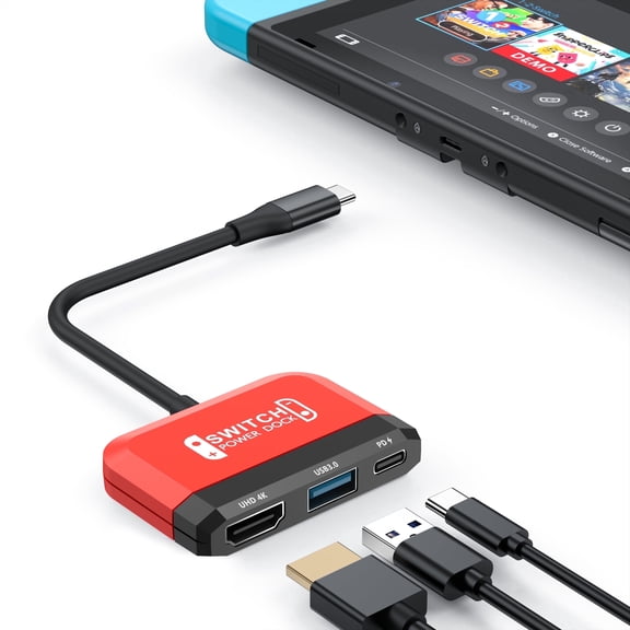 GKEAPZA Switch Dock for Nintendo Switch/OLED Switch Dock station,3-in-1 Portable TV Dock with 4K HDMI USB 3.0 Port USB C PD 100W Charging,Travel Docking Station Replacement for Switch