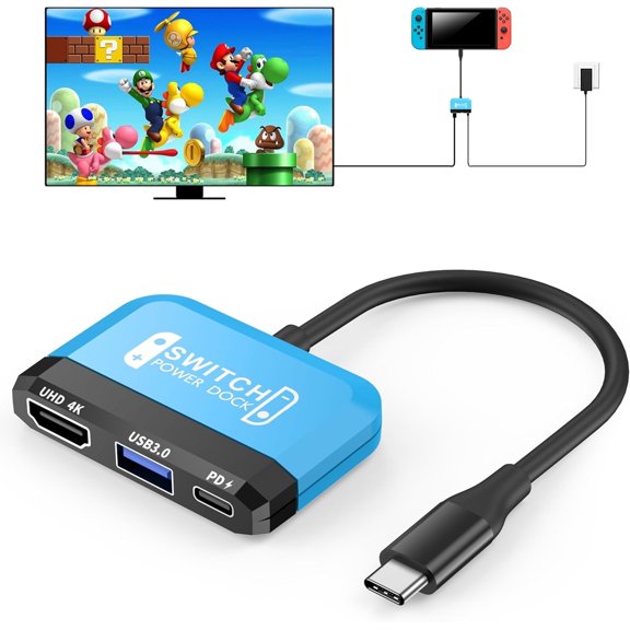 Switch Dock for Nintendo Switch/OLED Switch,3-in-1 Portable TV Dock with 4K HDMI USB 3.0 Port USB C PD 100W Charging,Travel Docking Station Replacement for Switch