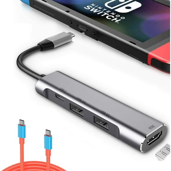 Switch Dock for Nintendo Switch/Switch OLED, Portable 4K HDMI Docking Station Replacement for Nintendo Switch Travel TV Docking Station with Full-Featured USB-C to USB-C Cable