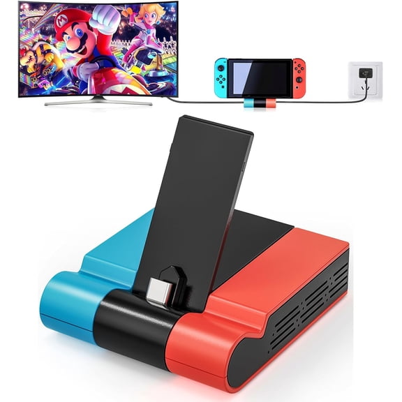 Switch Dock, Portable Foldable TV Docking Station for Nintendo Switch & Switch OLED, 4K HDMI, USB 3.0, Type C Charging Port, Black Blue Red