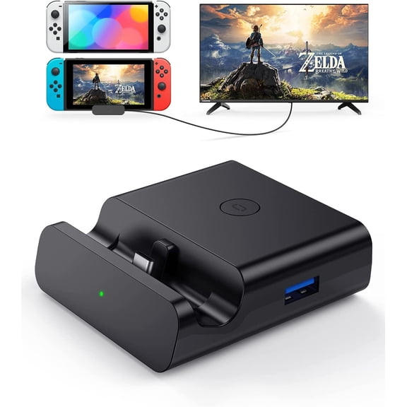 Switch Dock for Switch/Switch OLED,NEWDERY Portable Switch Dock Charging Station,Switch Docking Station Replacement (No Charger and HD Cable),Perfect Switch Accessories