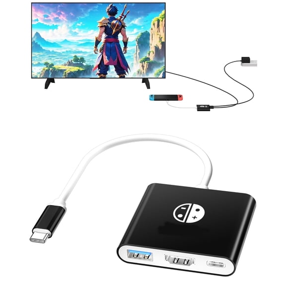 Switch Dock for Nintendo Switch & OLED, Docking Station for TV, Portable Travel Dock, USB C to HDMI Adapter