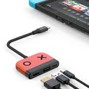 Switch Dock for Nintendo Switch/OLED Switch,GKEAPZA Portable TV Dock with 4K HDMI USB 3.0 Port and USB C Charging,Travel Dock Replacement for Switch
