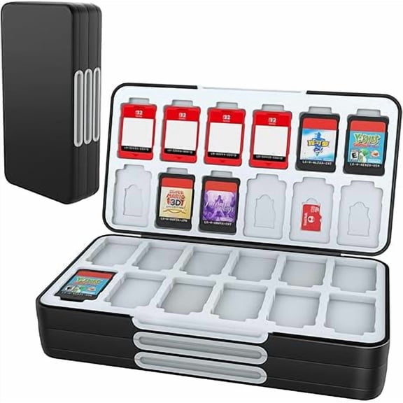 Switch Game Card Case for Nintendo Switch 2(2025)/ OLED/Lite,Black Portable Travel Carry Case with 72 Game Card Slots and 24 Micro SD Cards Slots