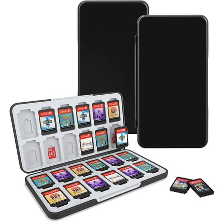 Switch Game Card Case for Nintendo Switch/OLED/Lite,Portable Switch Game Card Case with 24 Game Card Slots & 24 Micro SD Card Slots (Black)