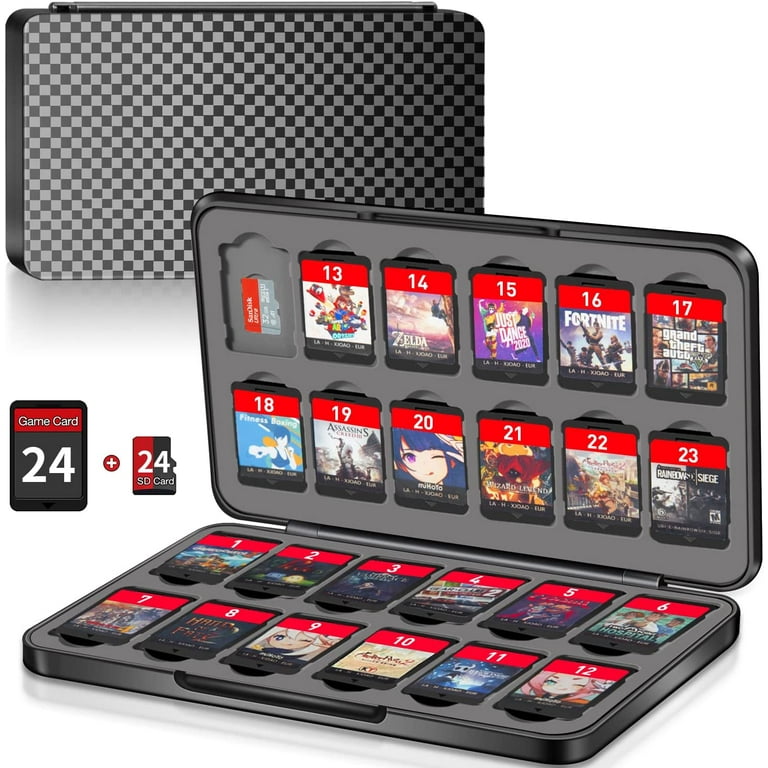 Switch Game Case Holder with 24 Cartridge Slots and 24 Micro SD