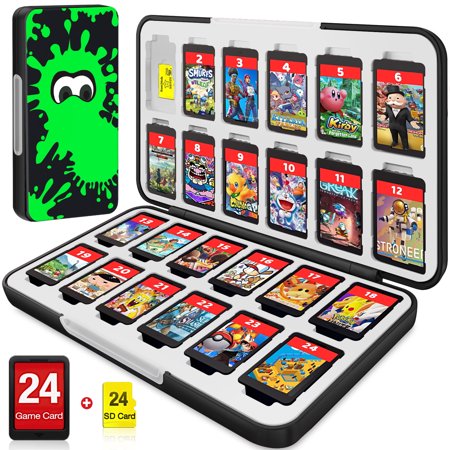 Switch Game Case Holder for Nintendo Switch Games Card and Storage 24 Card & 24 Micro SD Card, ESYWEN Protective Hard Shell and Portable Switch Game Holder-Switch Accessories