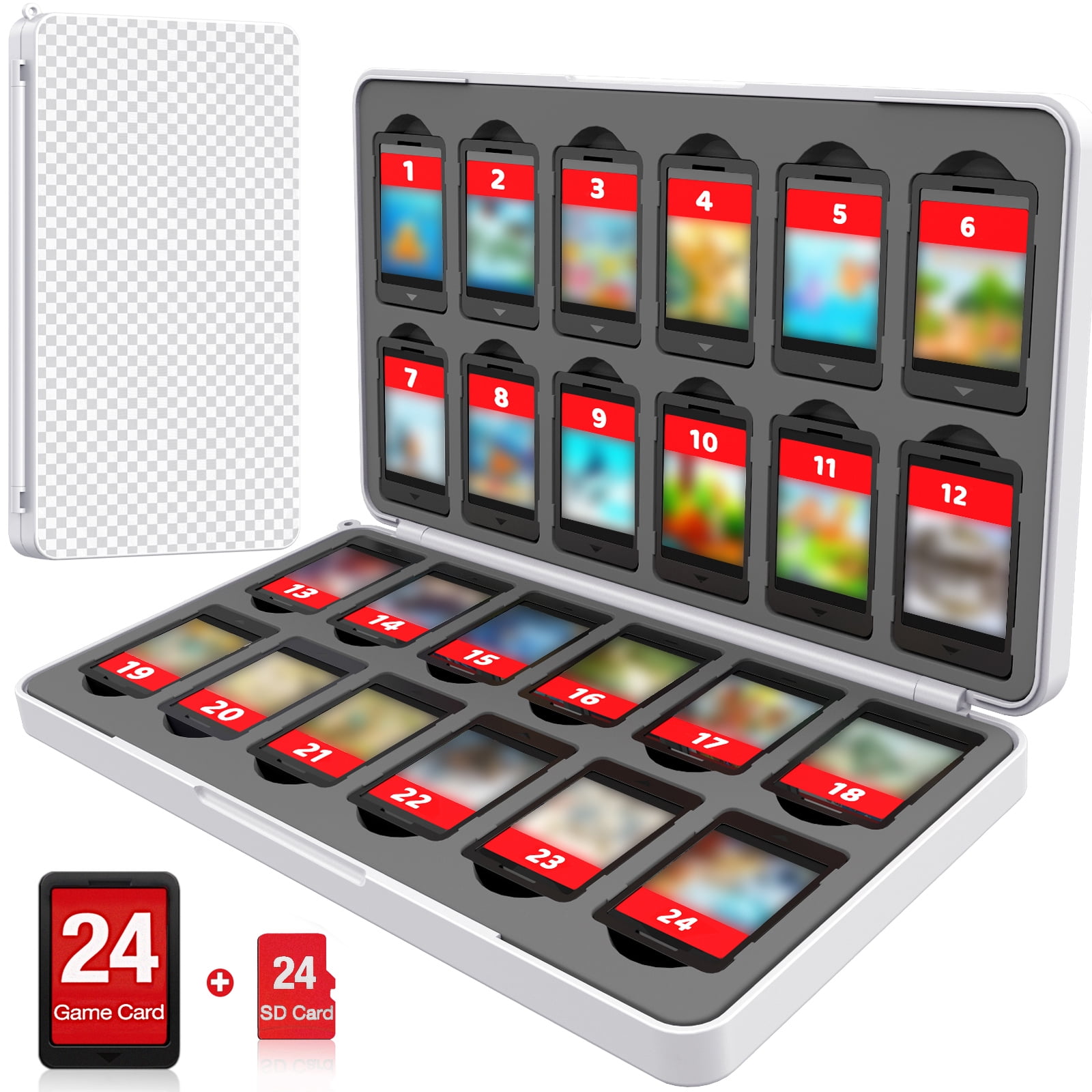 NinjaABXY Switch Game Case, 24 Games + 24 Micro SD Slots, Portable