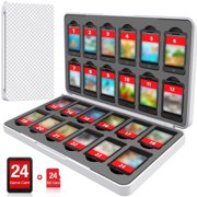 Switch Game Case Storage 24 Games Card and 24 Micro SD Cartridge Slots, Switch Game Holder for switch 2(2025) Switch/OLED/Lite, Portable Switch Game Card Case with Magnetic Closure-Plaid Grey White
