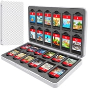 Switch Game Case Storage 24 Games Card and 24 Micro SD Cartridge Slots, Switch Game Holder for switch 2(2025) Switch/OLED/Lite, Portable Switch Game Card Case with Magnetic Closure-Plaid Grey White
