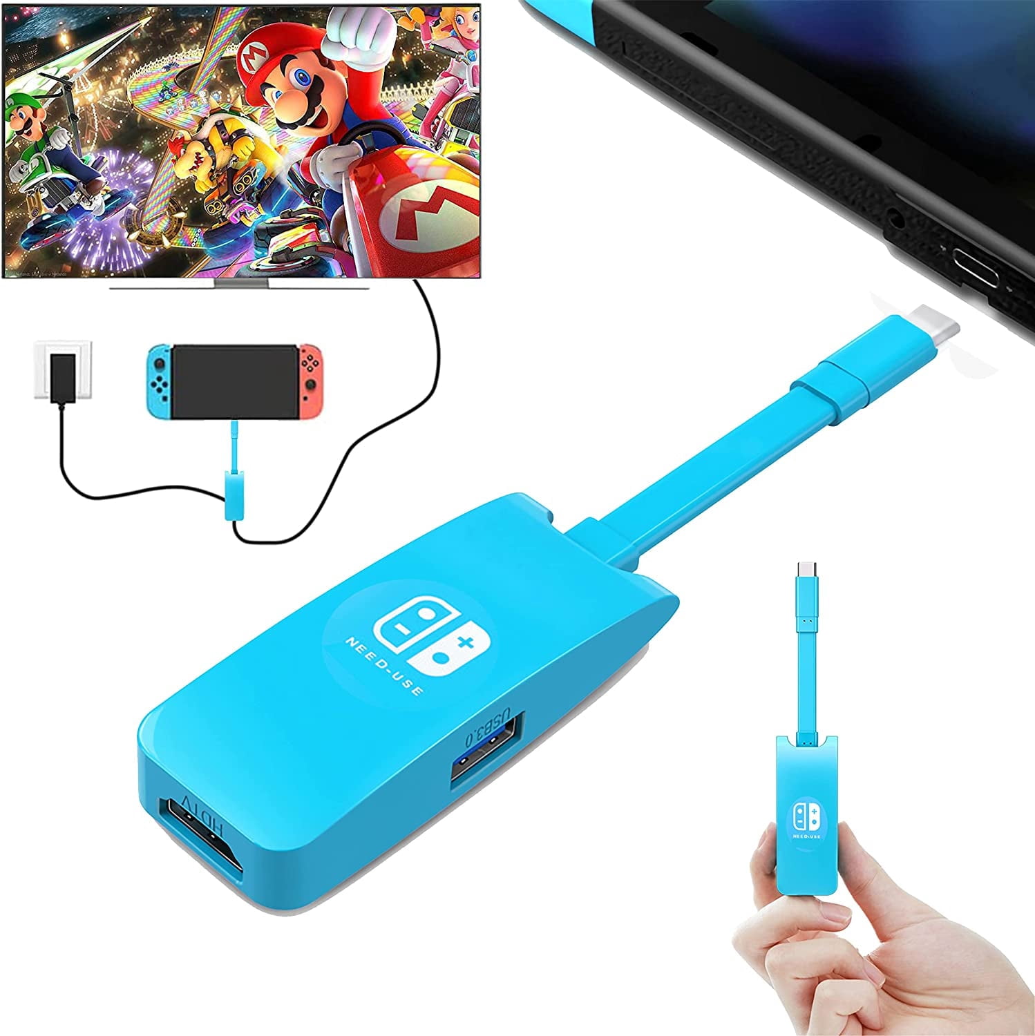 Switch HD Adapter Hub Dock Replacement for Switch/OLED, Portable Mini Type C to 4K HD and USB Port TV Dock Charging Docking Station Base Adapter Hub for MacBook Laptop Tablet Phone