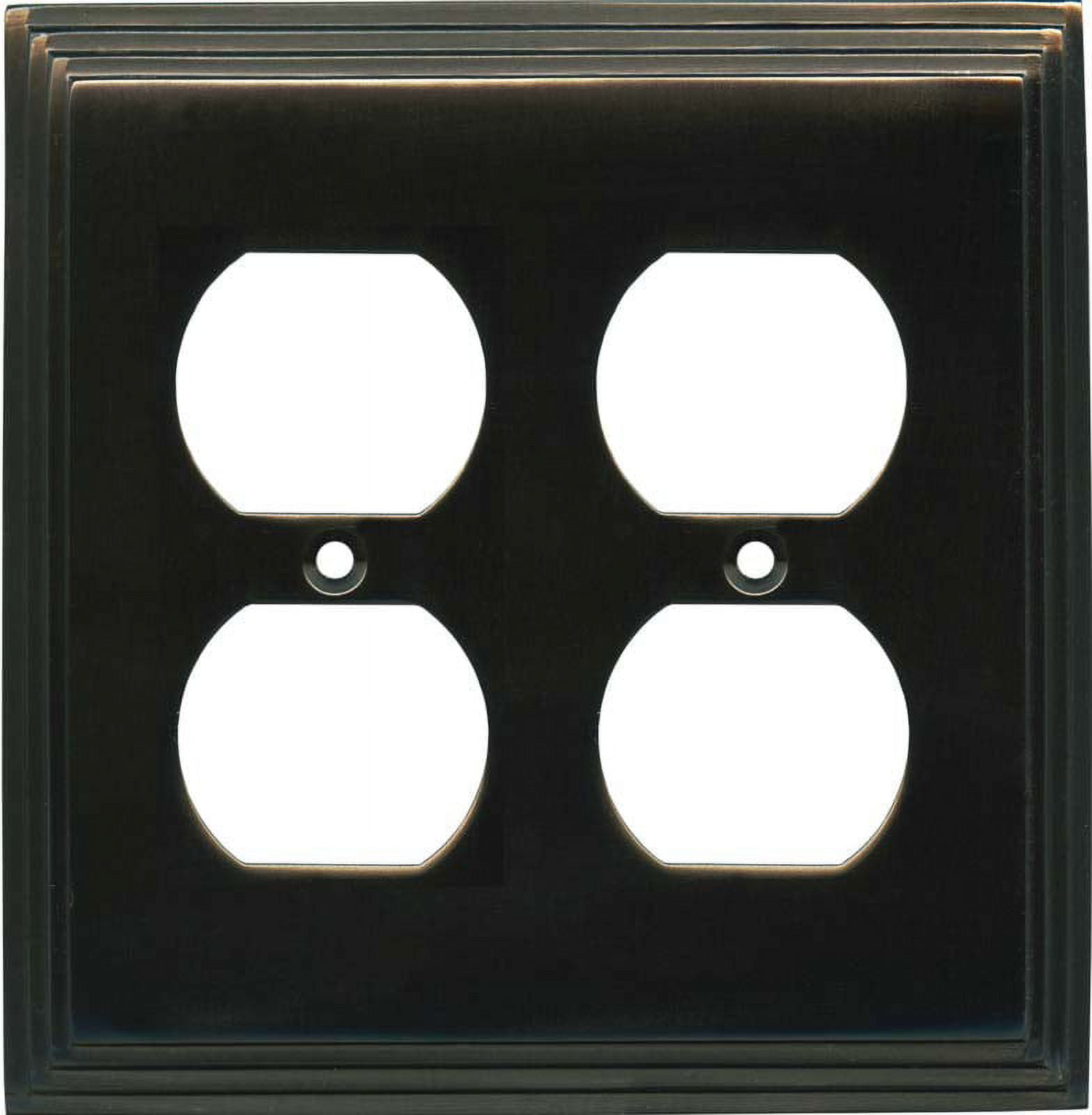 Switch Hits Art Deco Step Satin Black Nickel 2 Gang Electrical Outlet