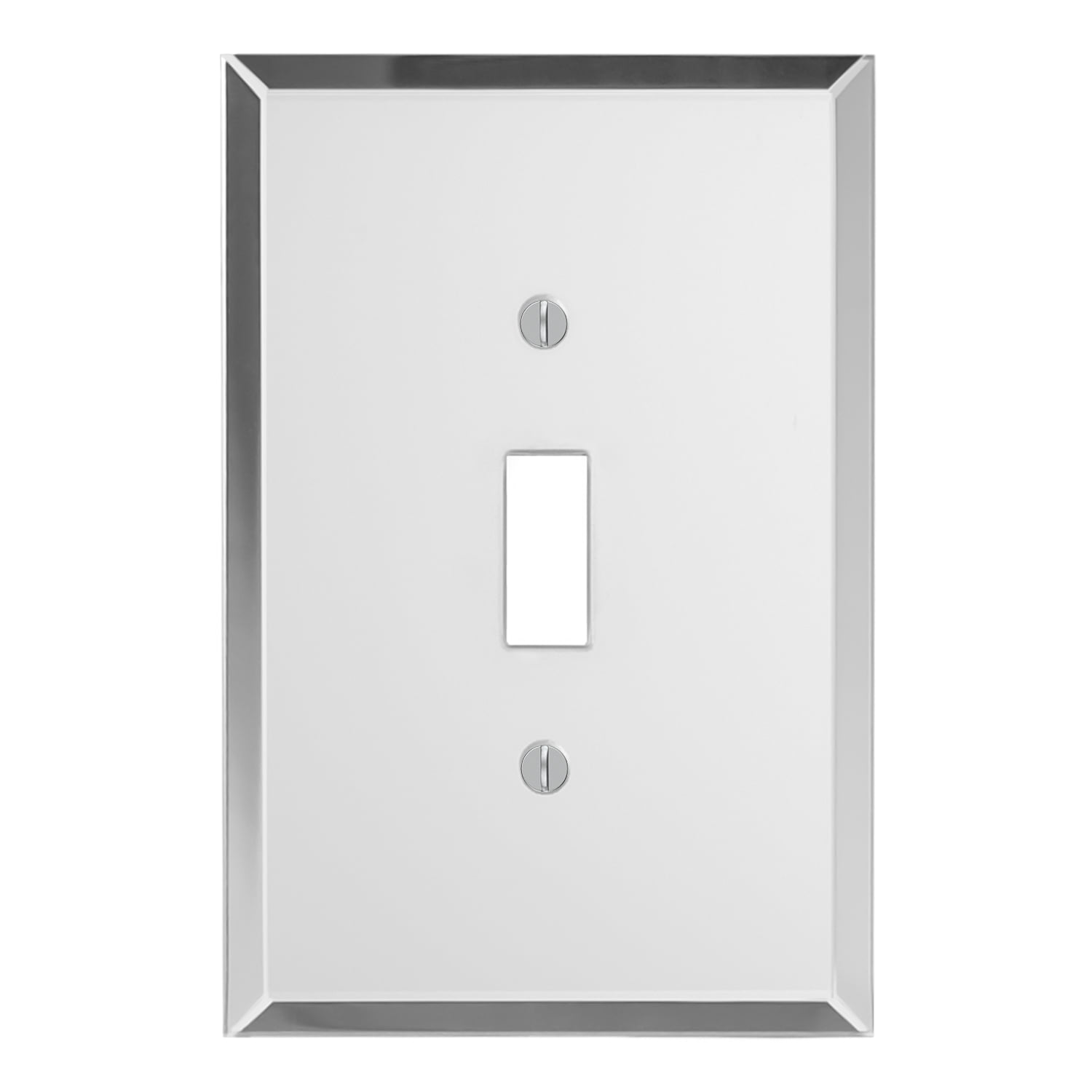 Switch Hits Toggle Wall Plate One Gang Switch Cover, White Glass Mirror