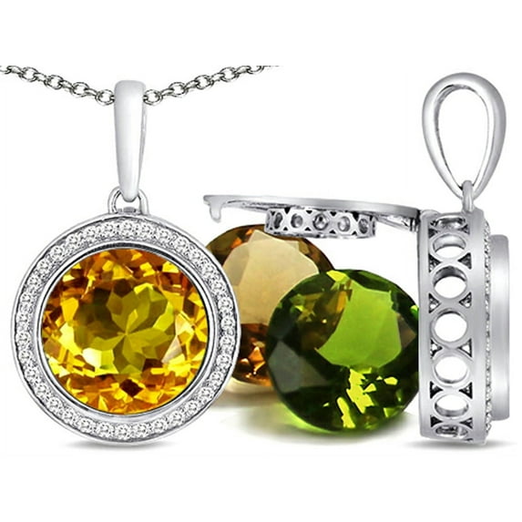 Switch-It Gems� Interchangeable Simulated Citrine Pendant Necklace Set with 12 Round 10mm Simulated Birth Months Include