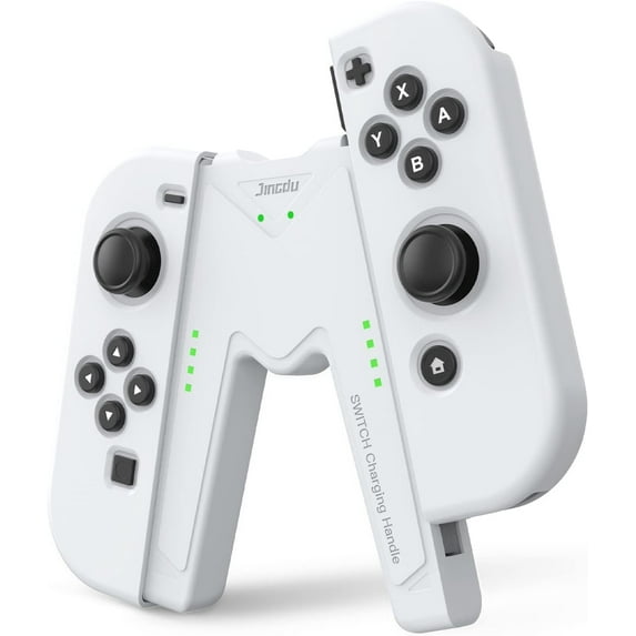 Switch Joy-Con Charging Grip Compatible with Nintendo Switch & OLED Model, Play While Charging, Portable V-Shaped Switch Joy-Con Controller Charger with Indicators, Pink