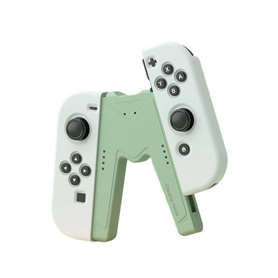 Gamepad Charging Grip Compatible with Nintendo Switch & OLED, V-Shaped Joycons Controller Charger with Indicators-Green