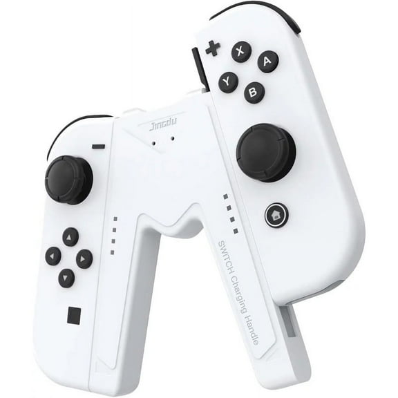 Switch Joy-Con Charging Grip Compatible with  Switch & OLED Model, V-Shaped Switch Joy-Con Controller Charger with Indicators, Charge While Playing, White