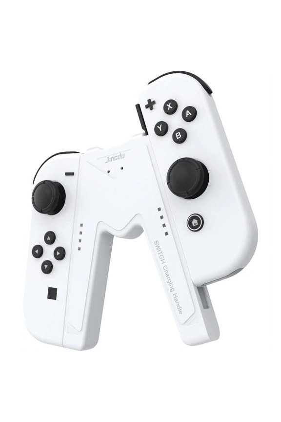 Switch Joy-Con Charging Grip Compatible with Switch & OLED Model, V-Shaped Switch Joy-Con Controller Charger with Indicators, Charge While Playing, White