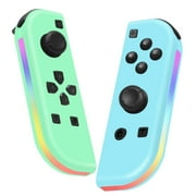 Game Controller for Nintendo Switch Controller with Light, Switch Joypad Controller (L/R) Support Turbo/Dual Vibration/Motion Control - Blue Green
