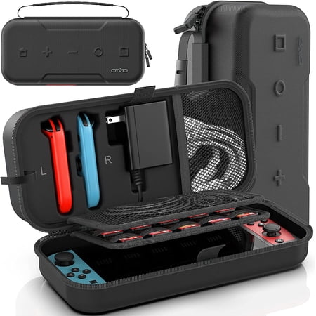 Switch OLED Carrying Case Compatible with Nintend Switch/OLED Model, Portable Switch Travel Carry Case Fit for Joy-Con and Adapter, Hard Shell Protective Switch Pouch Case with 20 Games, Black