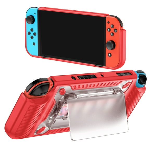 Protective Shell Case for Nintendo Switch OLED Console with Game Cartridge Slot-Red