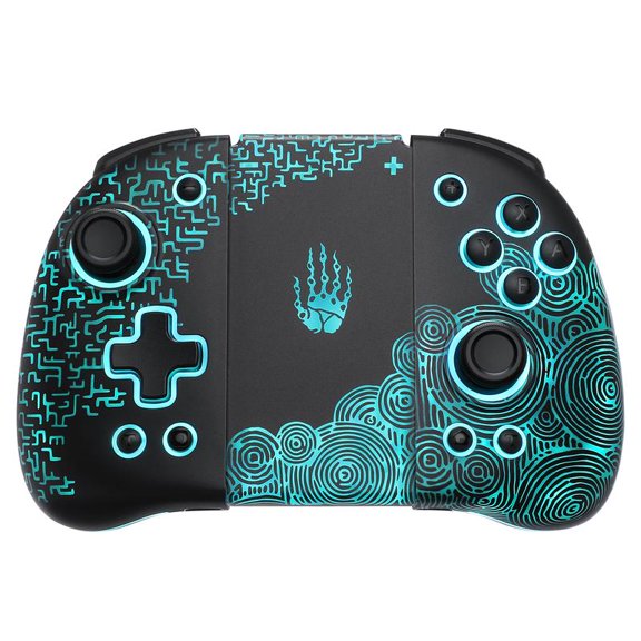 Switch/OLED Compatible Wireless Controller, Black Ergonomic Handheld Mode Joystick with 7 LED Colors, Paddle, Turbo & Battery Kit