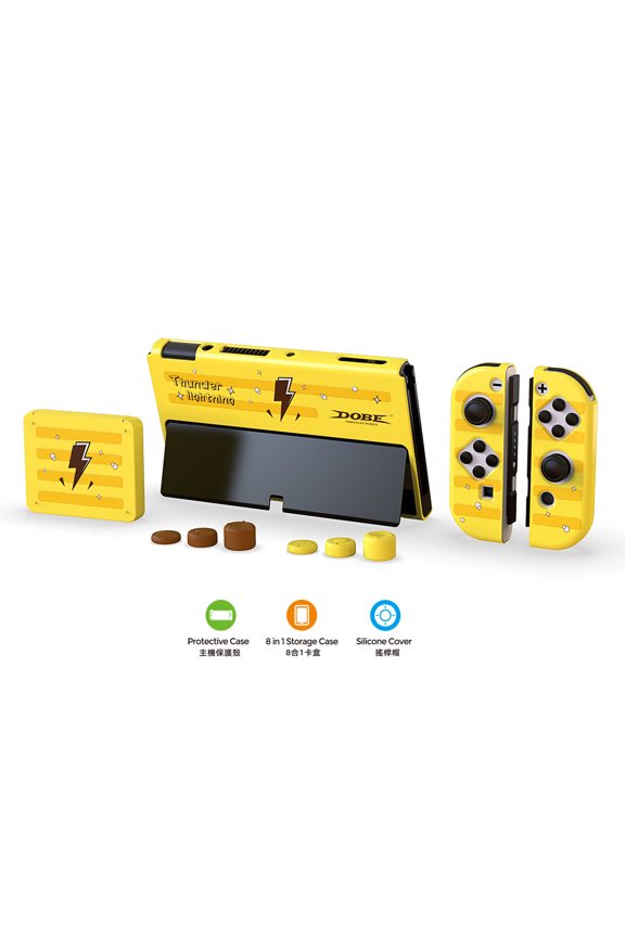 Switch OLED Protective Case Bundle - Hard Shell for Console & Joy-Con + Game Card Case + Thumb Grips