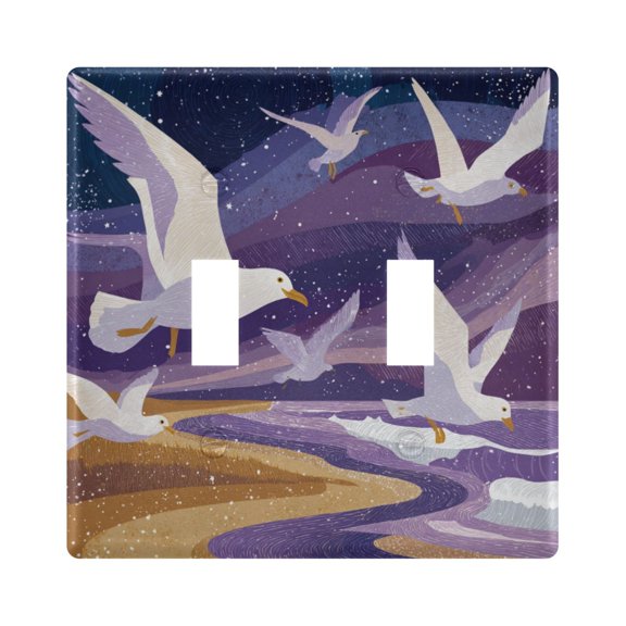 Switch Panel 4.48x4.45In Switch Plate Wall Panel Living Room Kitchen Bedroom Study Switch Panel Stylish Decoration Beautiful Seagulls