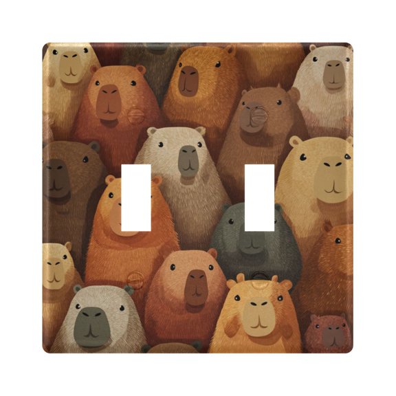 Switch Panel 4.48x4.45In Switch Plate Wall Panel Living Room Kitchen Bedroom Study Switch Panel Stylish Decoration Capibara Seamless