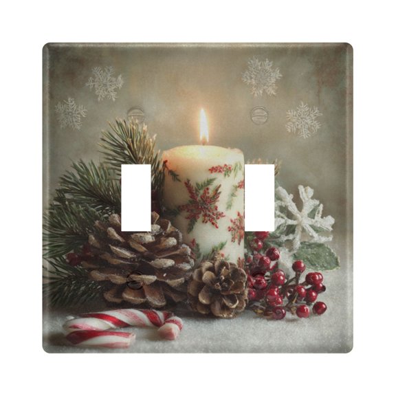 Switch Panel 4.48x4.45In Switch Plate Wall Panel Living Room Kitchen Bedroom Study Switch Panel Stylish Decoration Christmas Candle Pattern