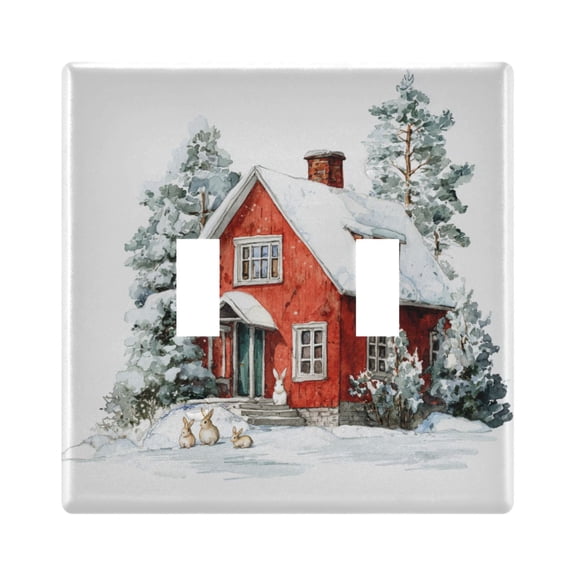 Switch Panel 4.48x4.45In Switch Plate Wall Panel Living Room Kitchen Bedroom Study Switch Panel Stylish Decoration Christmas Red House