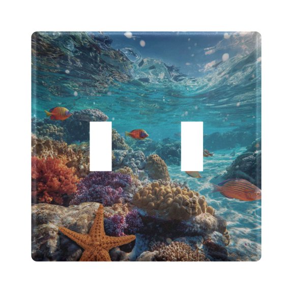 Switch Panel 4.48x4.45In Switch Plate Wall Panel Living Room Kitchen Bedroom Study Switch Panel Stylish Decoration Coral Reef
