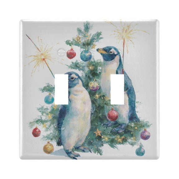 Switch Panel 4.48x4.45In Switch Plate Wall Panel Living Room Kitchen Bedroom Study Switch Panel Stylish Decoration Cute Christmas Penguins