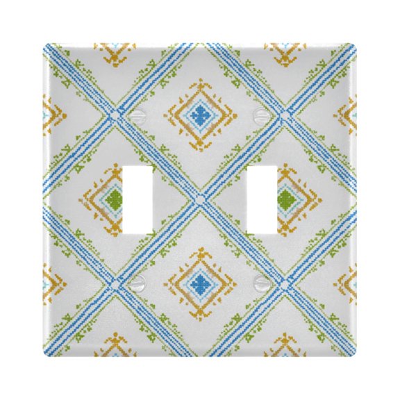 Switch Panel 4.48x4.45In Switch Plate Wall Panel Living Room Kitchen Bedroom Study Switch Panel Stylish Decoration Diamond Lattice Seamless Border
