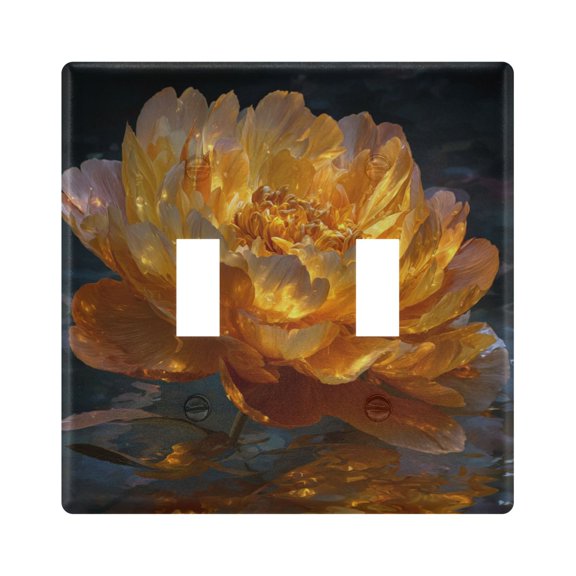 Switch Panel 4.48x4.45In Switch Plate Wall Panel Living Room Kitchen Bedroom Study Switch Panel Stylish Decoration Golden Peony Flower