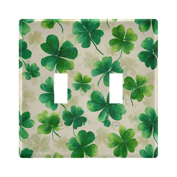 Switch Panel 4.48x4.45In Switch Plate Wall Panel Living Room Kitchen Bedroom Study Switch Panel Stylish Decoration Green Four Leaf Clover