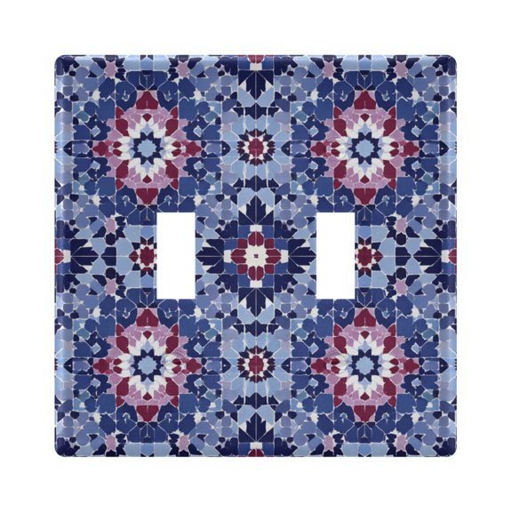 Switch Panel 4.48x4.45In Switch Plate Wall Panel Living Room Kitchen Bedroom Study Switch Panel Stylish Decoration Indigo Tile Ruby Accents