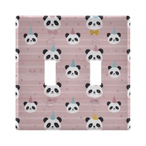 Switch Panel 4.48x4.45In Switch Plate Wall Panel Living Room Kitchen Bedroom Study Switch Panel Stylish Decoration Panda Pattern Beautiful