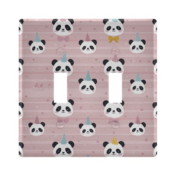 Switch Panel 4.48x4.45In Switch Plate Wall Panel Living Room Kitchen Bedroom Study Switch Panel Stylish Decoration Panda Pattern Beautiful