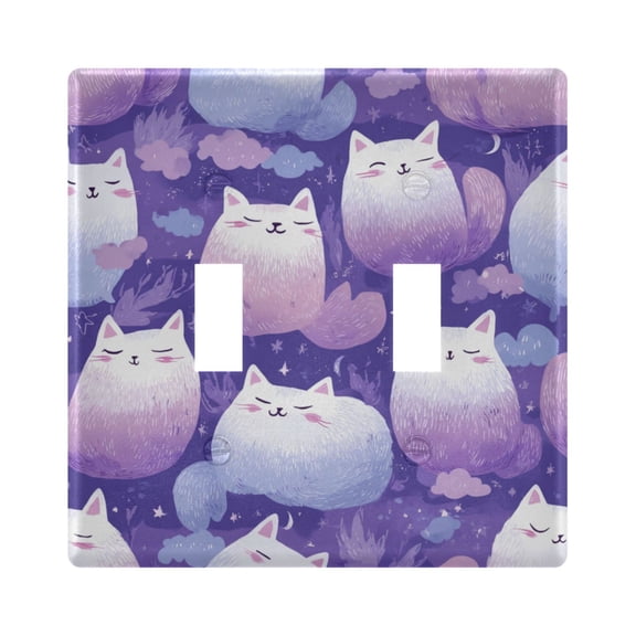 Switch Panel 4.48x4.45In Switch Plate Wall Panel Living Room Kitchen Bedroom Study Switch Panel Stylish Decoration Purple Cat