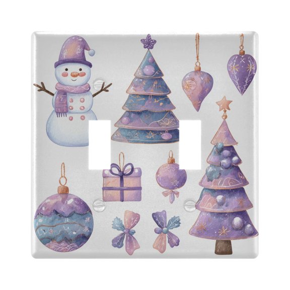 Switch Panel 4.48x4.45In Switch Plate Wall Panel Living Room Kitchen Bedroom Study Switch Panel Stylish Decoration Purple Lovely Christmas Tree