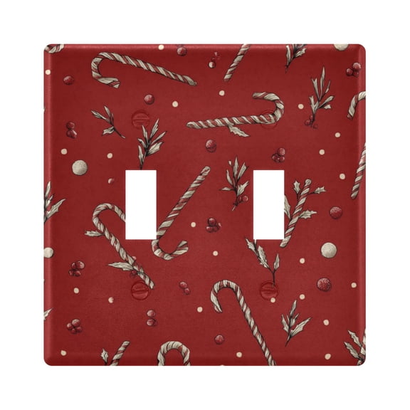 Switch Panel 4.48x4.45In Switch Plate Wall Panel Living Room Kitchen Bedroom Study Switch Panel Stylish Decoration Red Christmas Candy Cane