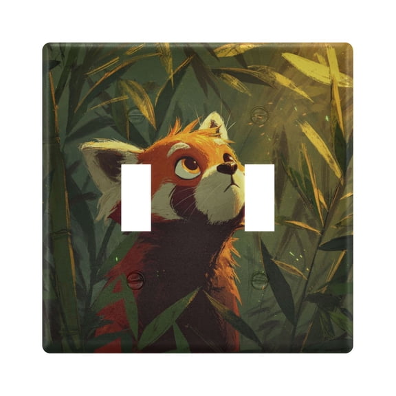 Switch Panel 4.48x4.45In Switch Plate Wall Panel Living Room Kitchen Bedroom Study Switch Panel Stylish Decoration Red Panda in Bamboo