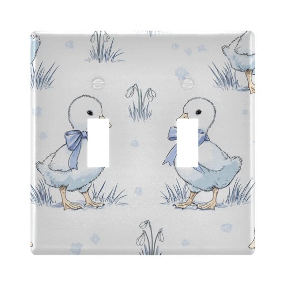 Switch Panel 4.48x4.45In Switch Plate Wall Panel Living Room Kitchen Bedroom Study Switch Panel Stylish Decoration Tiny Little Ducking Art