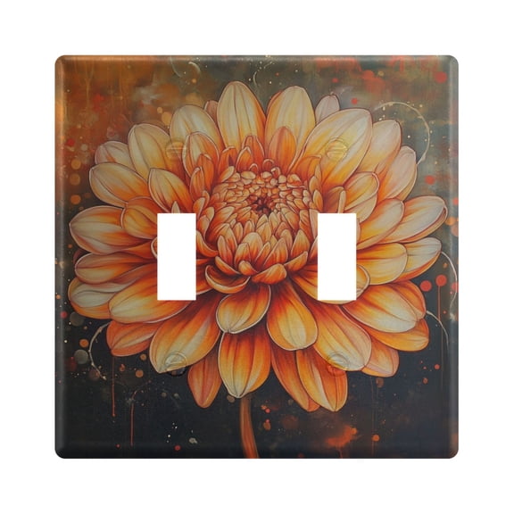 Switch Panel 4.48x4.56In Switch Plate Wall Panel Living Room Kitchen Bedroom Study Switch Panel Stylish Decoration A Chrysanthemum