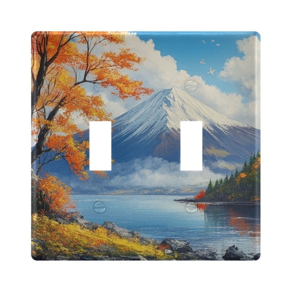 Switch Panel 4.48x4.56In Switch Plate Wall Panel Living Room Kitchen Bedroom Study Switch Panel Stylish Decoration Autumn View Of Mount Fuji