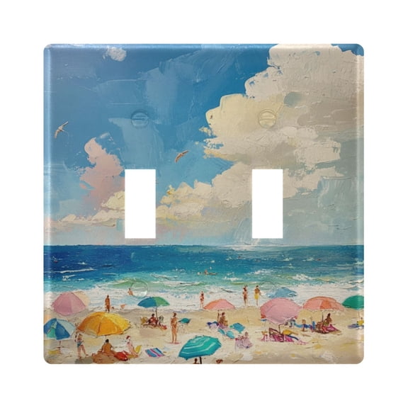 Switch Panel 4.48x4.56In Switch Plate Wall Panel Living Room Kitchen Bedroom Study Switch Panel Stylish Decoration Beautiful Cartoon Sea
