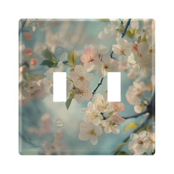 Switch Panel 4.48x4.56In Switch Plate Wall Panel Living Room Kitchen Bedroom Study Switch Panel Stylish Decoration Beautiful Cherry Blossom