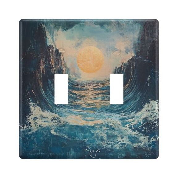 Switch Panel 4.48x4.56In Switch Plate Wall Panel Living Room Kitchen Bedroom Study Switch Panel Stylish Decoration Beautiful Sun and Sea