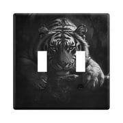 Switch Panel 4.48x4.56In Switch Plate Wall Panel Living Room Kitchen Bedroom Study Switch Panel Stylish Decoration Big Black Tiger